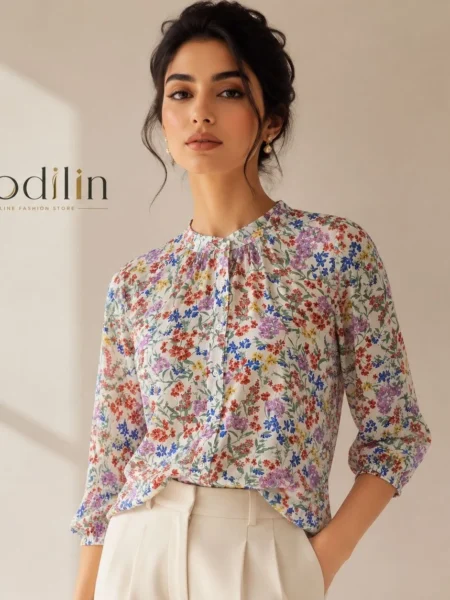 🌷 شومیز زنانه گل‌دار ظریف